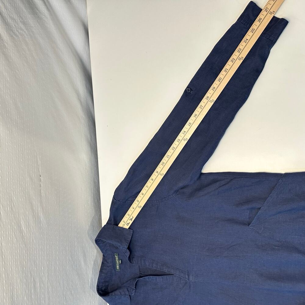 For Cynthia Womens Long Sleeve 100% Linen Top Navy Lagenlook Coastal Minimalist - Picture 11 of 12